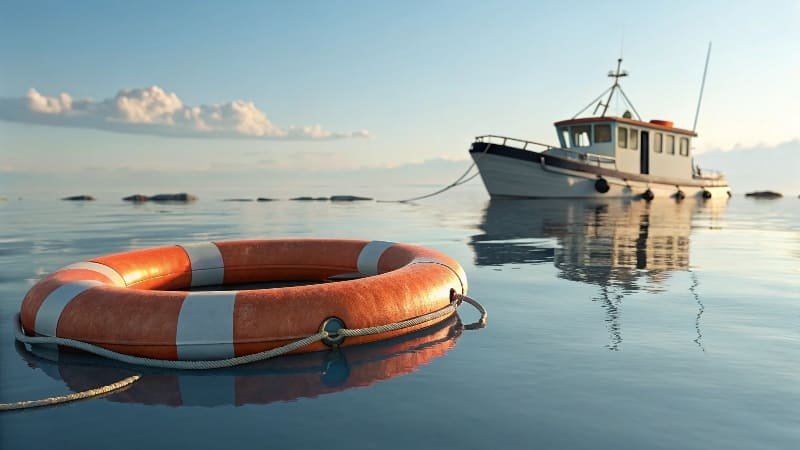 Various types of rubber bumpers used as boat fenders.